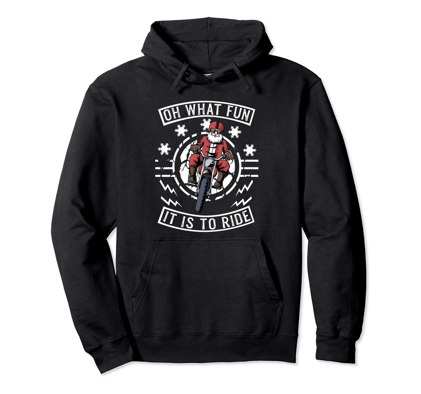 Motorcycle Santa Claus Biker Dad Riding Hoodie - Novelty Apparel Unisex - T-Shirt, Sweatshirt, Hoodie