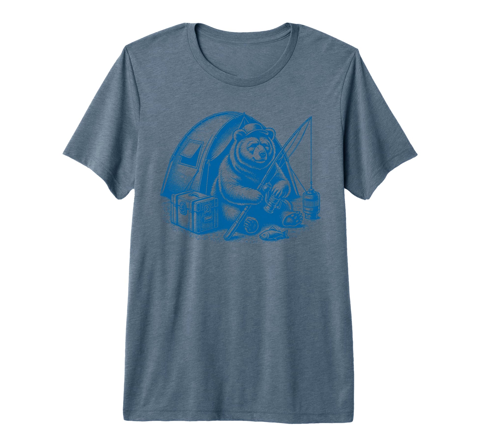 Fishing Bear Camping Fishing Fathers T-Shirt - Custom Art Print for Adults - T-Shirt, Sweatshirt, Hoodie