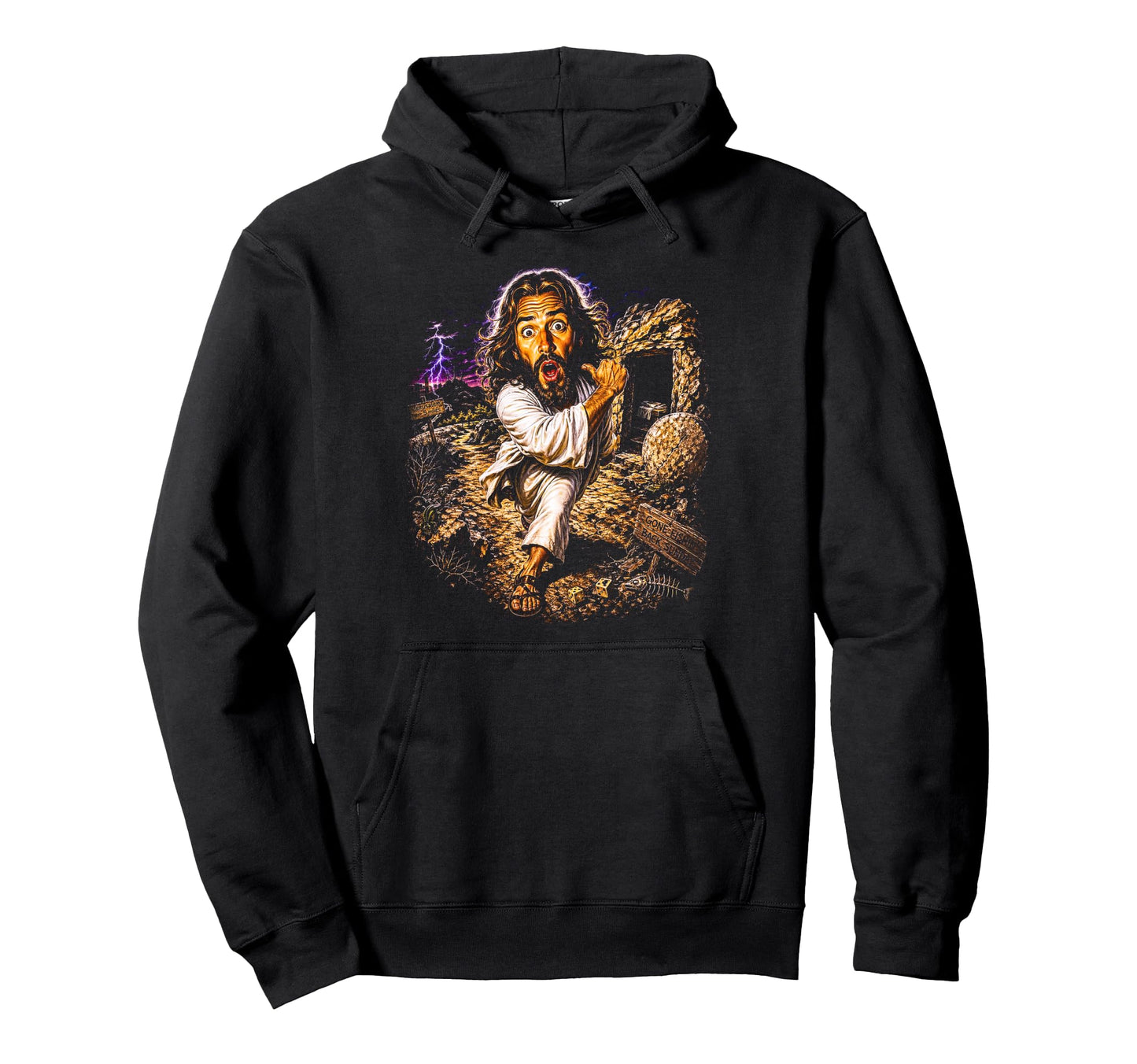 80S Jesus Empty Tomb Streetwear Hoodie - Fun Novelty Design for Adults - T-Shirt, Sweatshirt, Hoodie