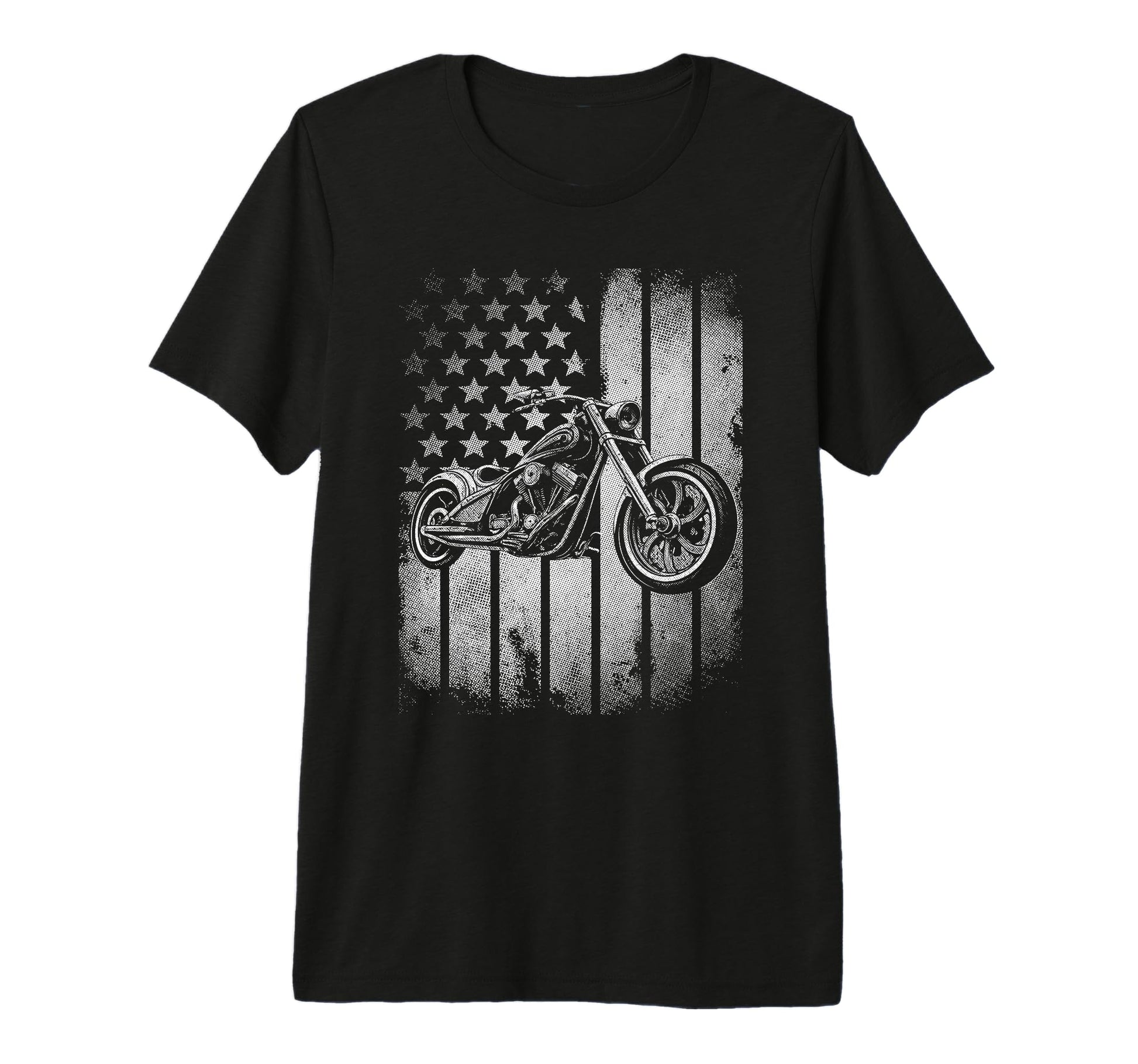 Motorcycle Usa Flag Biker Tri Blend T-Shirt - Aesthetic Graphic for Adults - T-Shirt, Sweatshirt, Hoodie