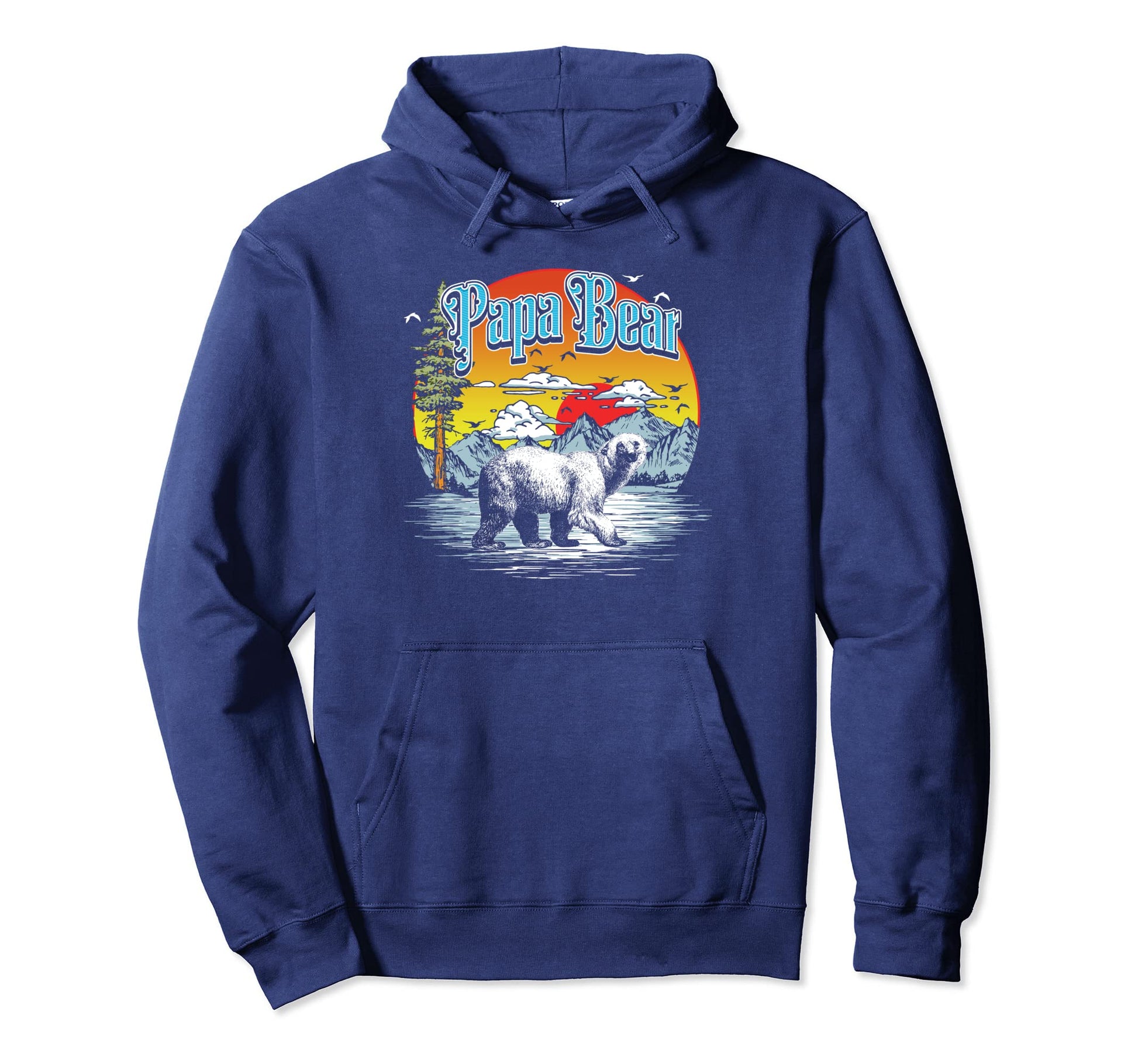 Papa Bear Hiking Fishing Camping Hoodie - Minimalist Print for Adults - T-Shirt, Sweatshirt, Hoodie