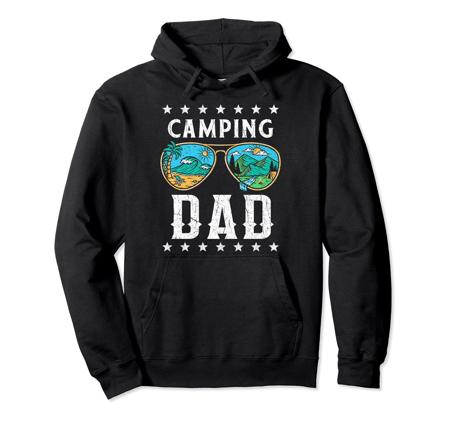 Camping Dad Outdoor Happy Camper Dad Hoodie - Graphic Print Men Women - T-Shirt, Sweatshirt, Hoodie