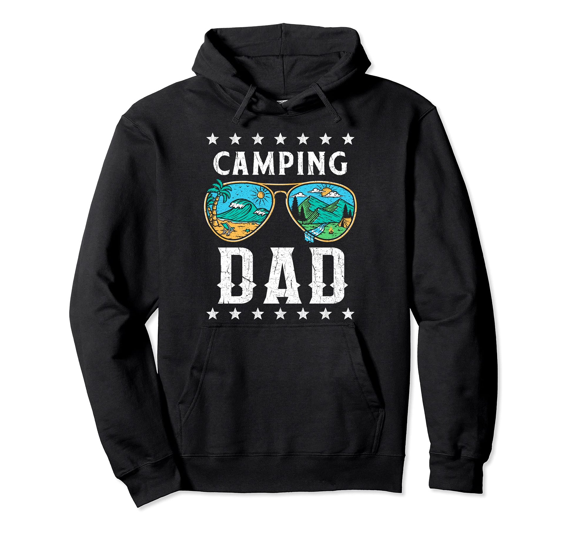 Camping Dad Outdoor Happy Camper Dad Hoodie - Graphic Print Men Women - T-Shirt, Sweatshirt, Hoodie