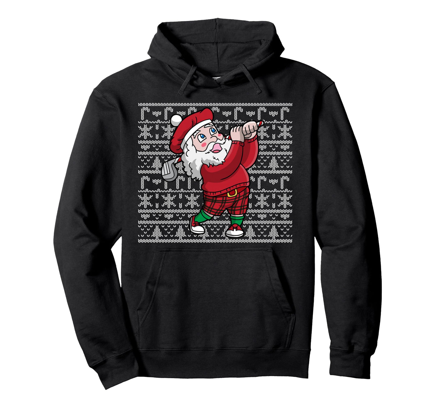 Golf Santa Golfer Ugly Pattern Hoodie - Aesthetic Graphic for Adults - T-Shirt, Sweatshirt, Hoodie