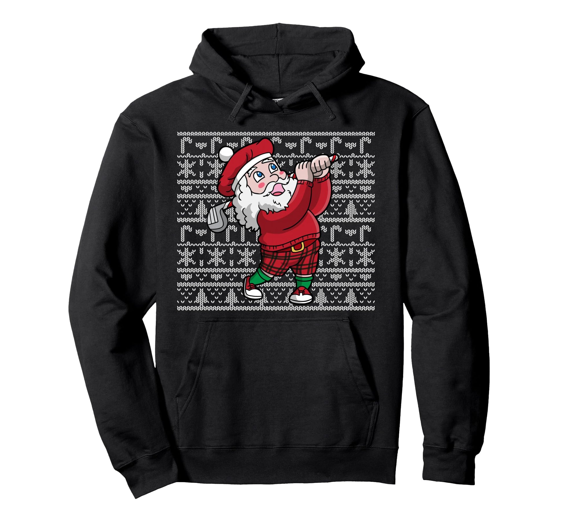 Golf Santa Golfer Ugly Pattern Hoodie - Aesthetic Graphic for Adults - T-Shirt, Sweatshirt, Hoodie