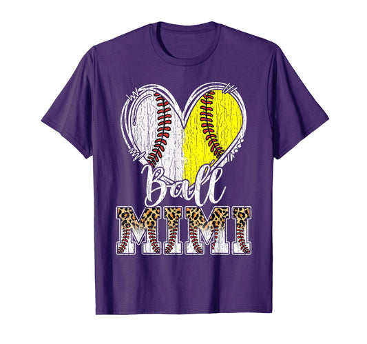 Ball Mimi Heart Baseball Softball Mimi T-Shirt - Novelty Apparel Unisex - T-Shirt, Sweatshirt, Hoodie