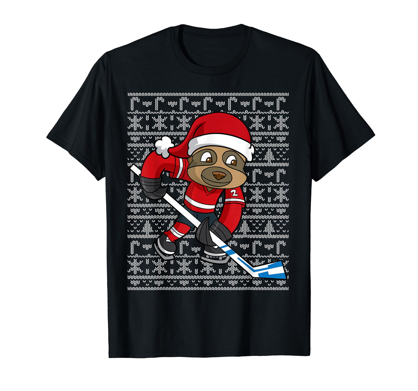 Ice Hockey Sloth Santa Winter Sports T-Shirt - Trendy Graphic Men Women - T-Shirt, Sweatshirt, Hoodie