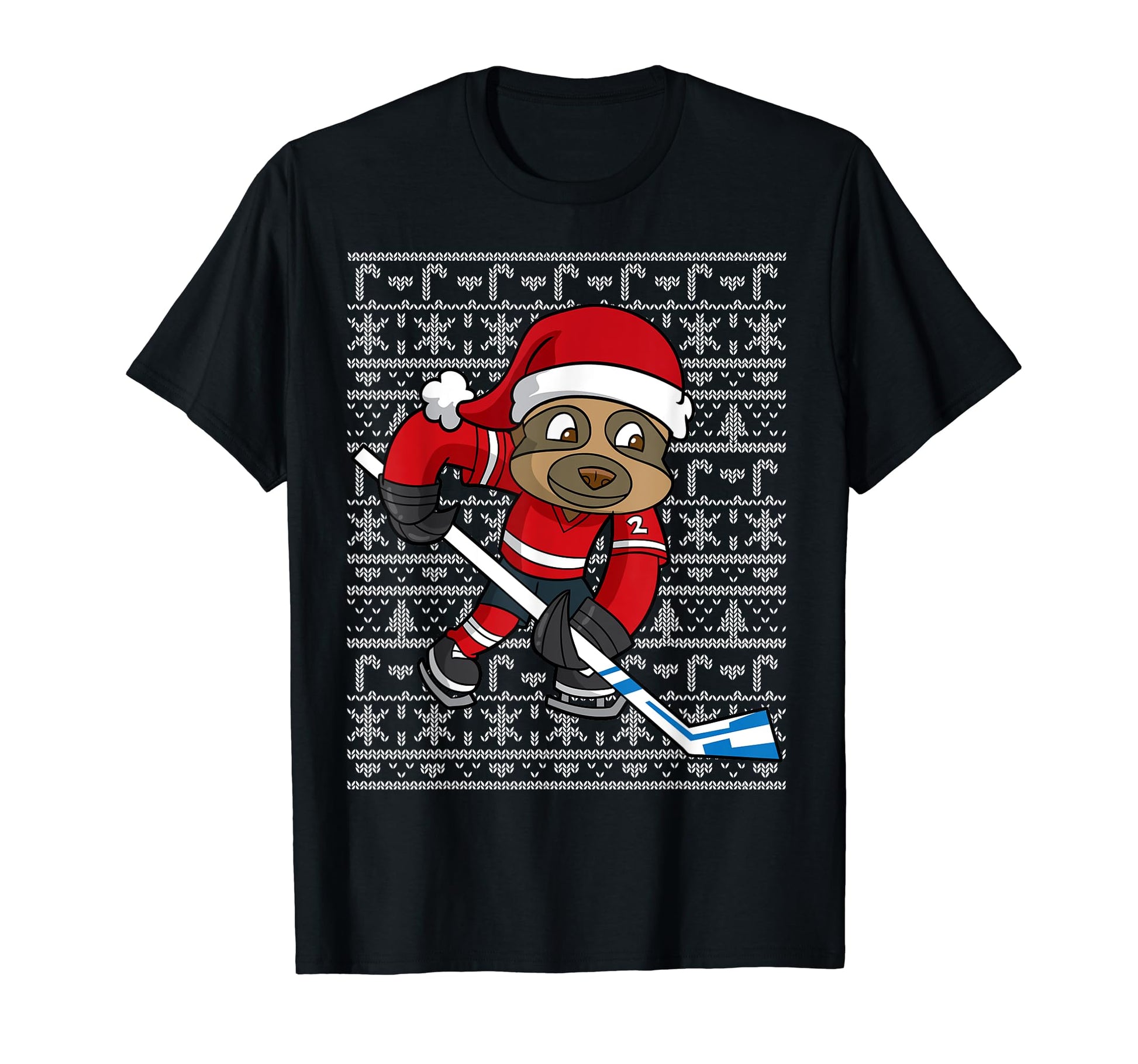 Ice Hockey Sloth Santa Winter Sports T-Shirt - Trendy Graphic Men Women - T-Shirt, Sweatshirt, Hoodie