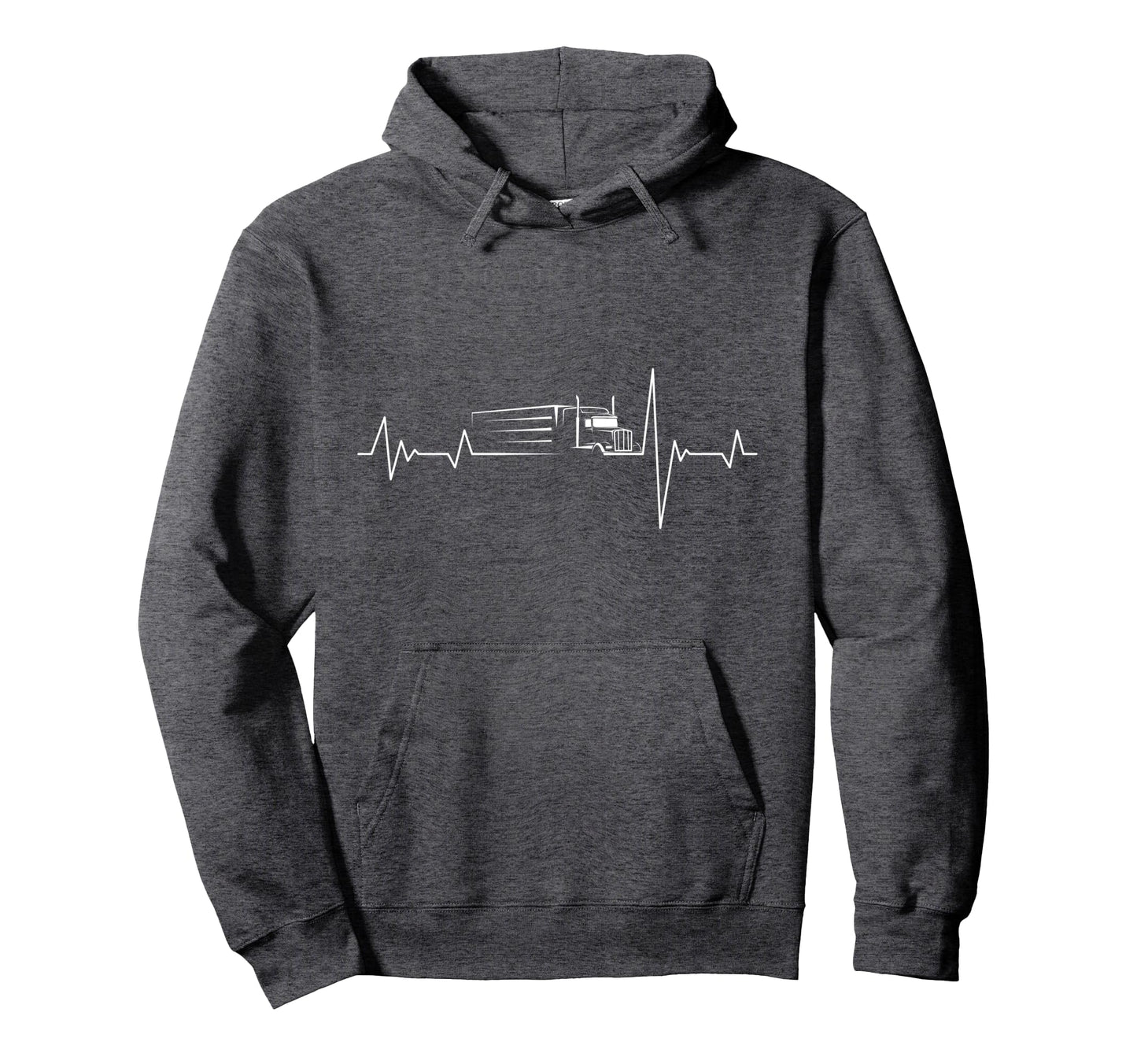 Truck Driver Heart Beat 18 Wheeler Hoodie - Minimalist Print for Adults - T-Shirt, Sweatshirt, Hoodie
