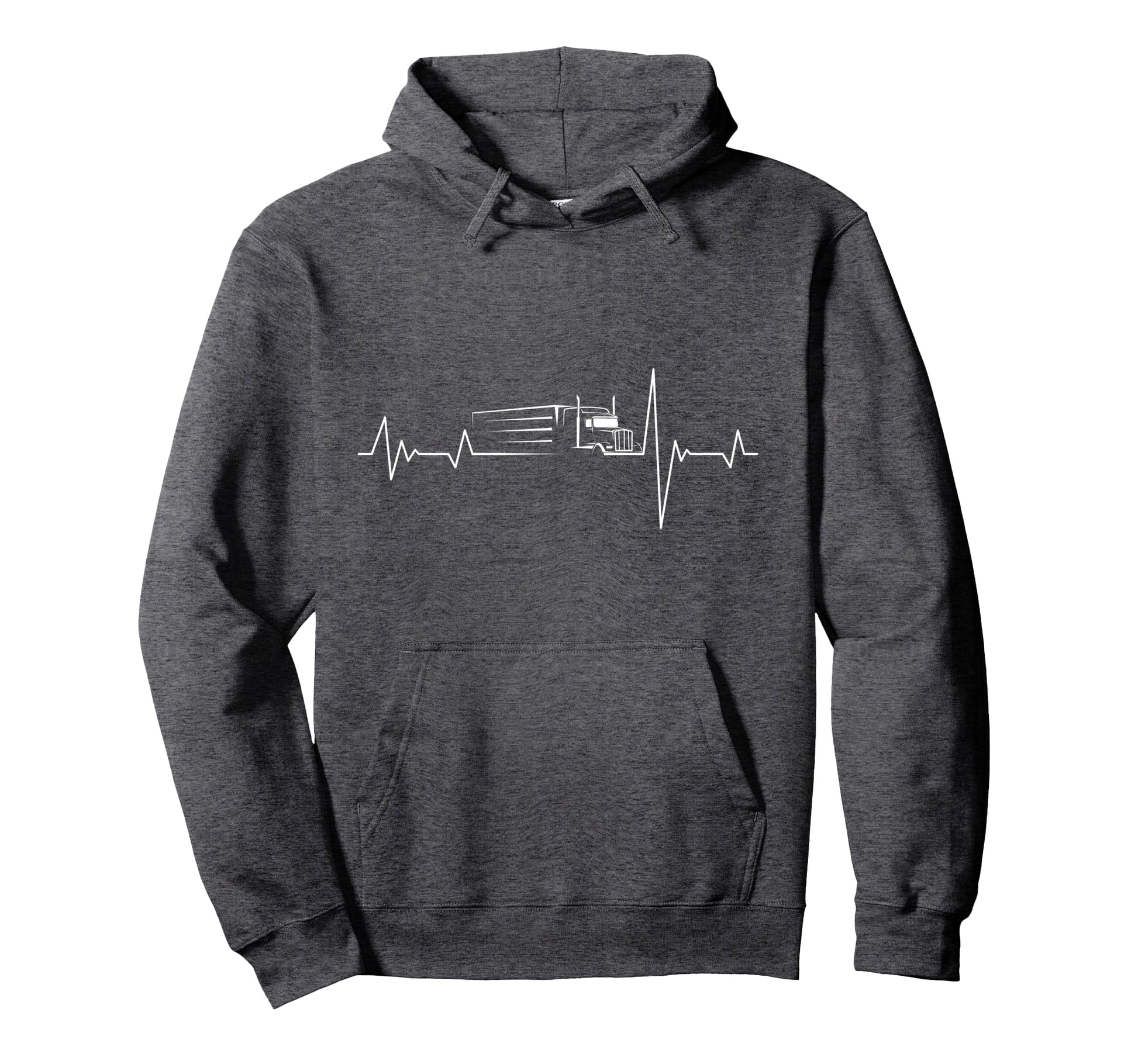 Truck Driver Heart Beat 18 Wheeler Hoodie - Minimalist Print for Adults - T-Shirt, Sweatshirt, Hoodie