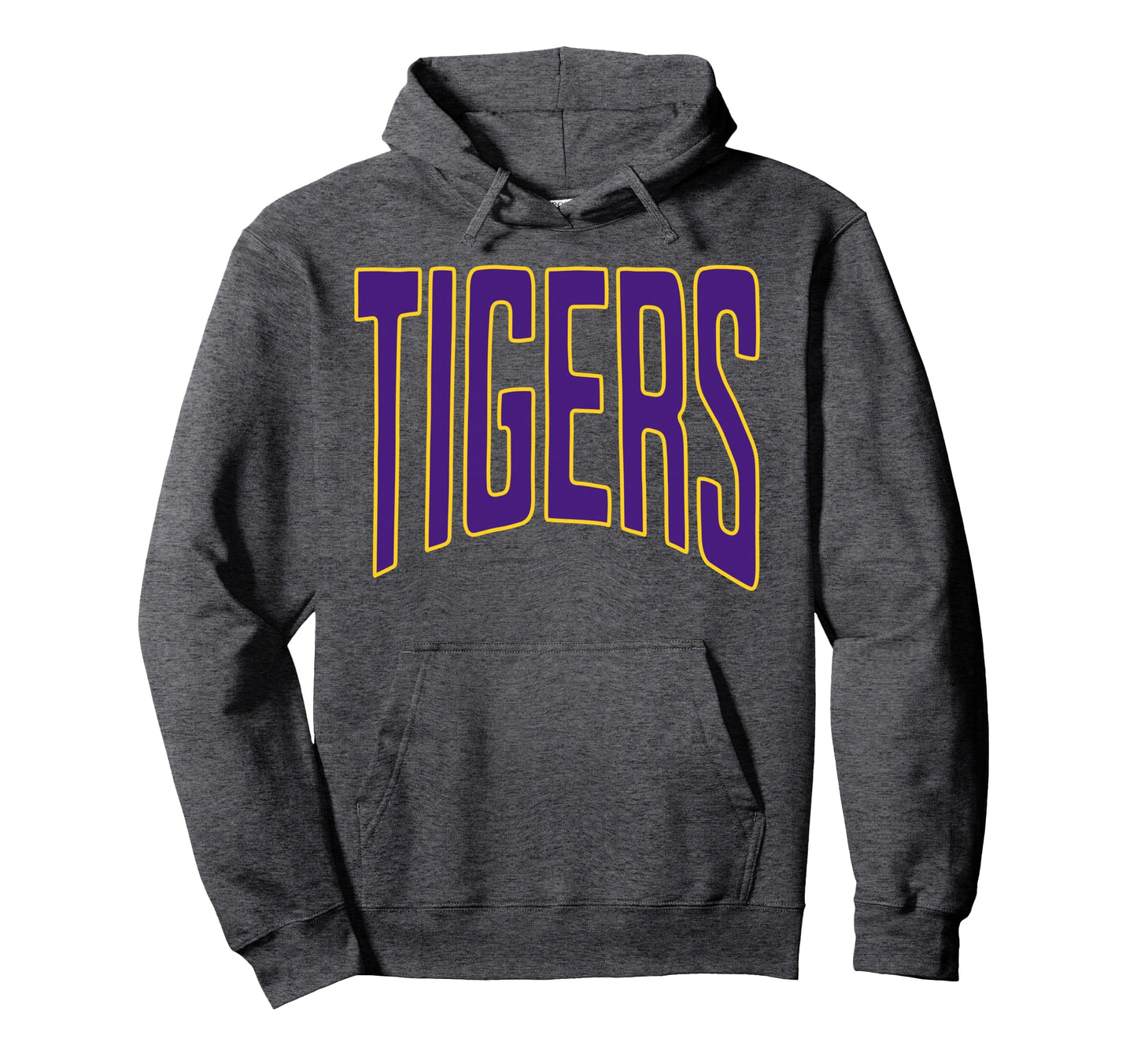 Tigers School Mascot Purple And Gold Hoodie - Streetwear Style for Adults - T-Shirt, Sweatshirt, Hoodie