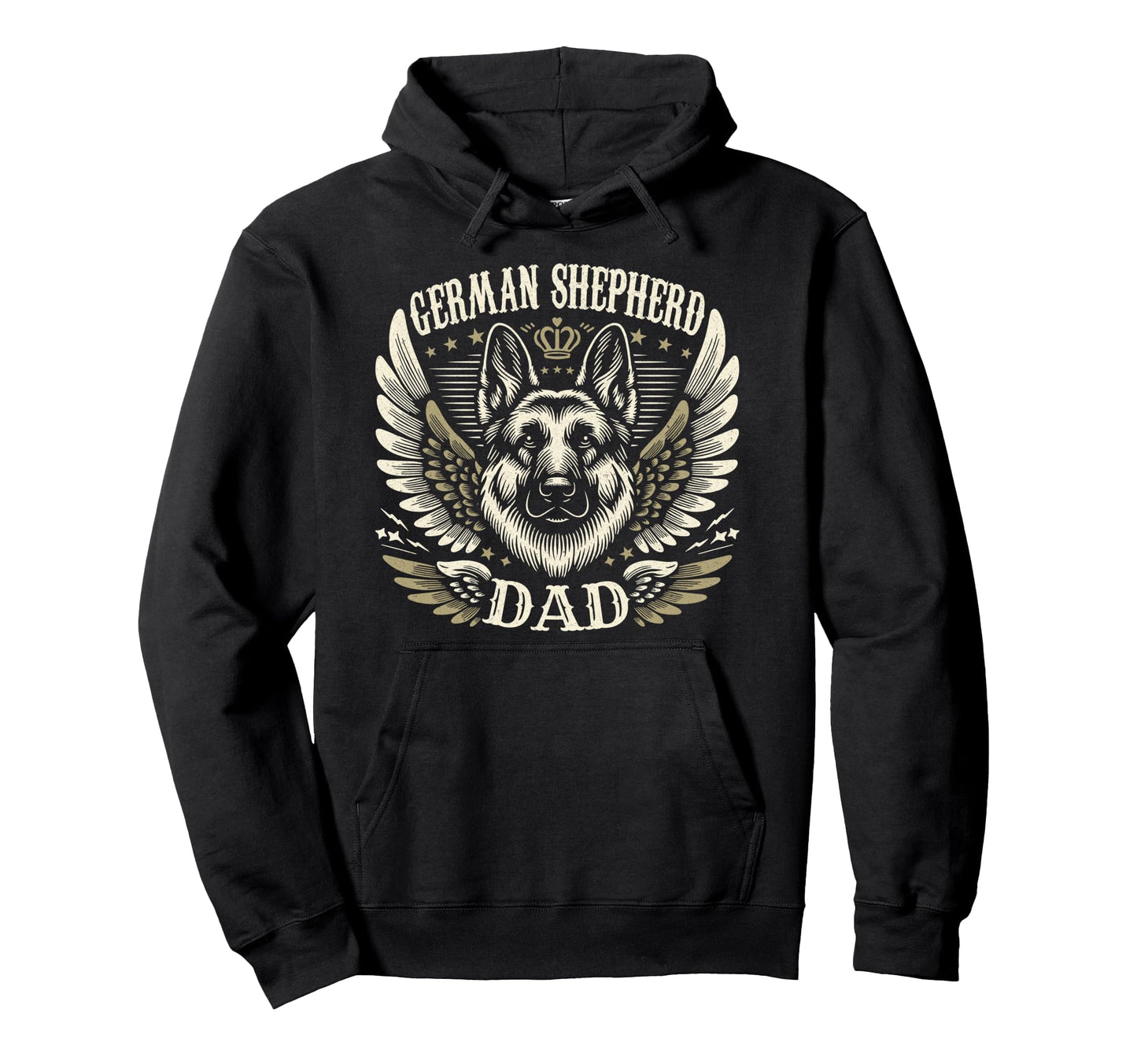 German Shepherd Dad Biker Wings Hoodie - Custom Art Print for Adults - T-Shirt, Sweatshirt, Hoodie