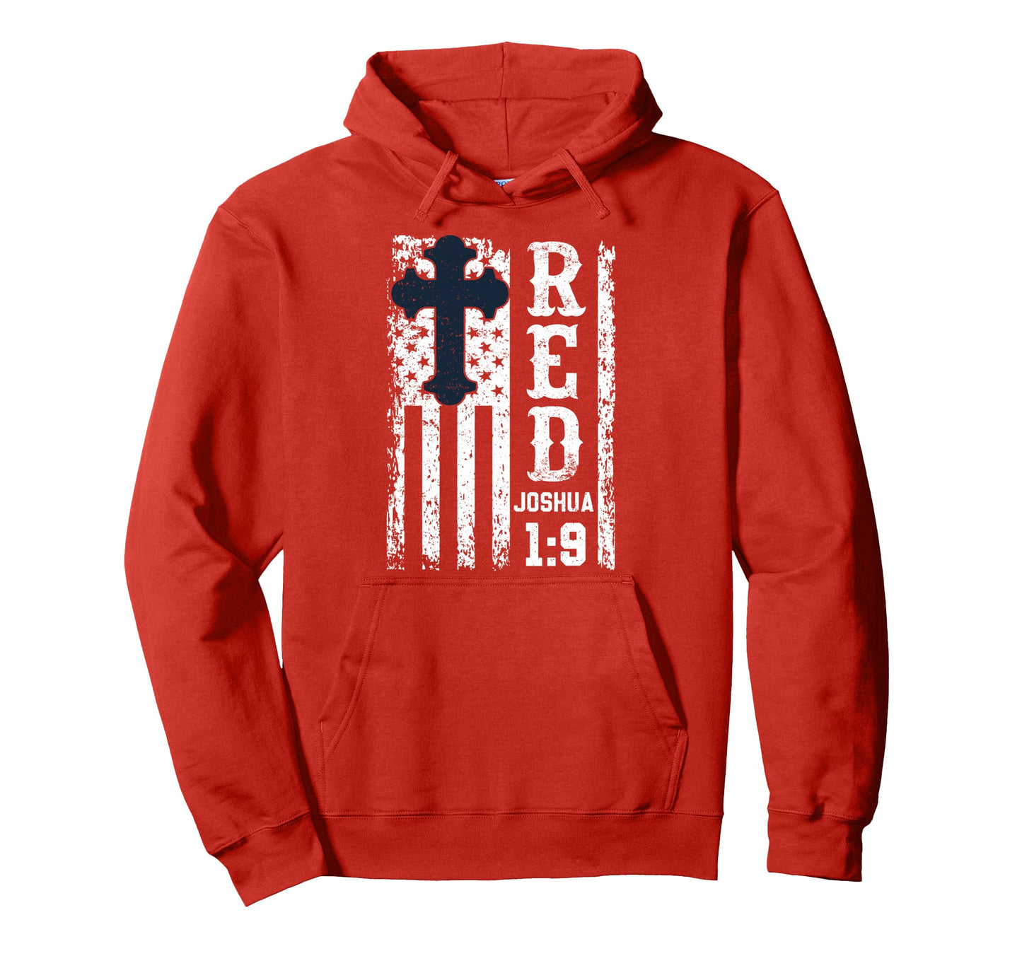 Red Friday Joshua 1 9 Bible Cross Hoodie - Minimalist Print for Adults - T-Shirt, Sweatshirt, Hoodie
