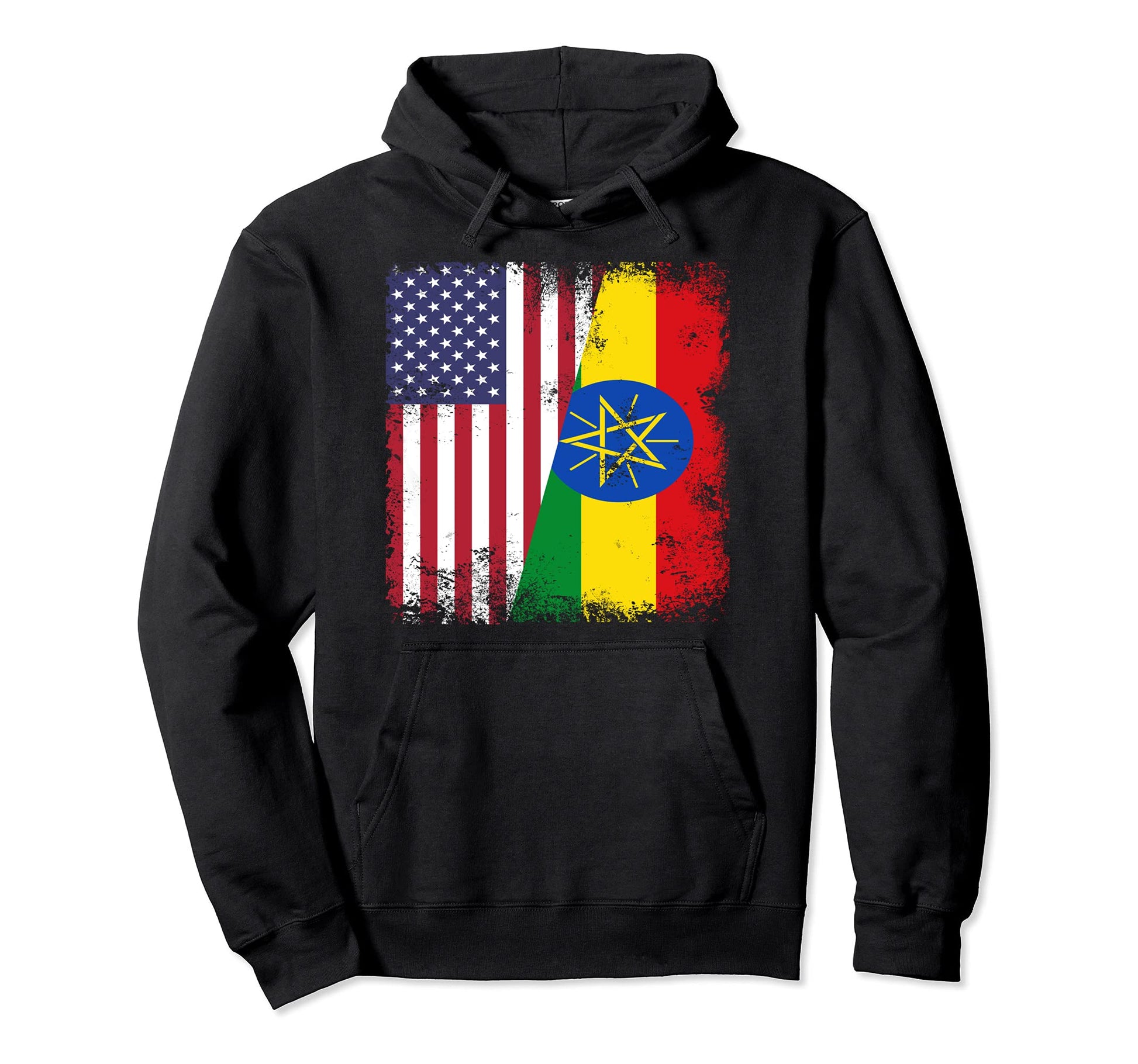 Half Ethiopian Flag Ethiopia Usa Gift Hoodie - Trendy Graphic Men Women - T-Shirt, Sweatshirt, Hoodie