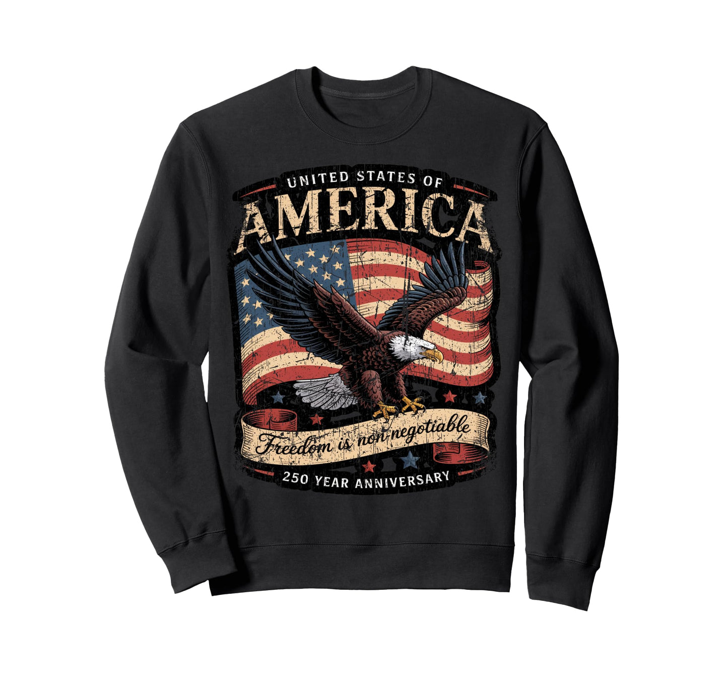 Bald Eagle Patriotic Mens Sweatshirt - Streetwear Style Men Women - T-Shirt, Sweatshirt, Hoodie