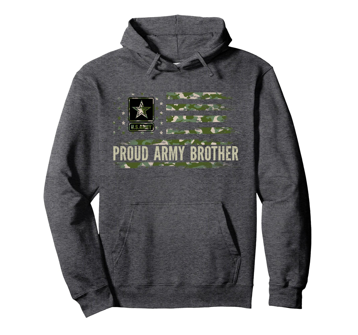 Proud Army Brother Camo American Flag Hoodie - Novelty Apparel Unisex - T-Shirt, Sweatshirt, Hoodie