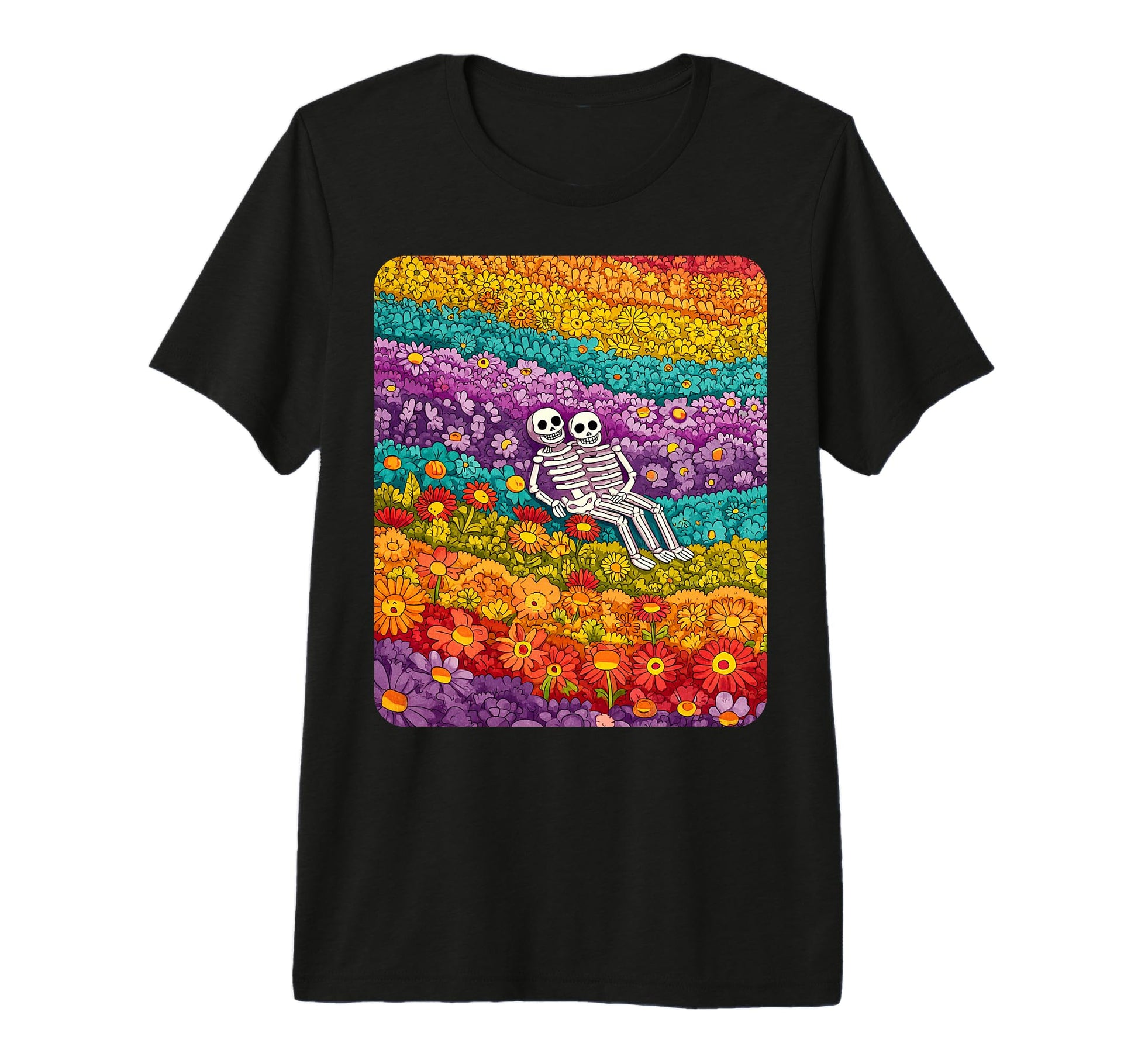 Pop Art Skeleton Lovers Rainbow T-Shirt - Minimalist Print for Adults - T-Shirt, Sweatshirt, Hoodie