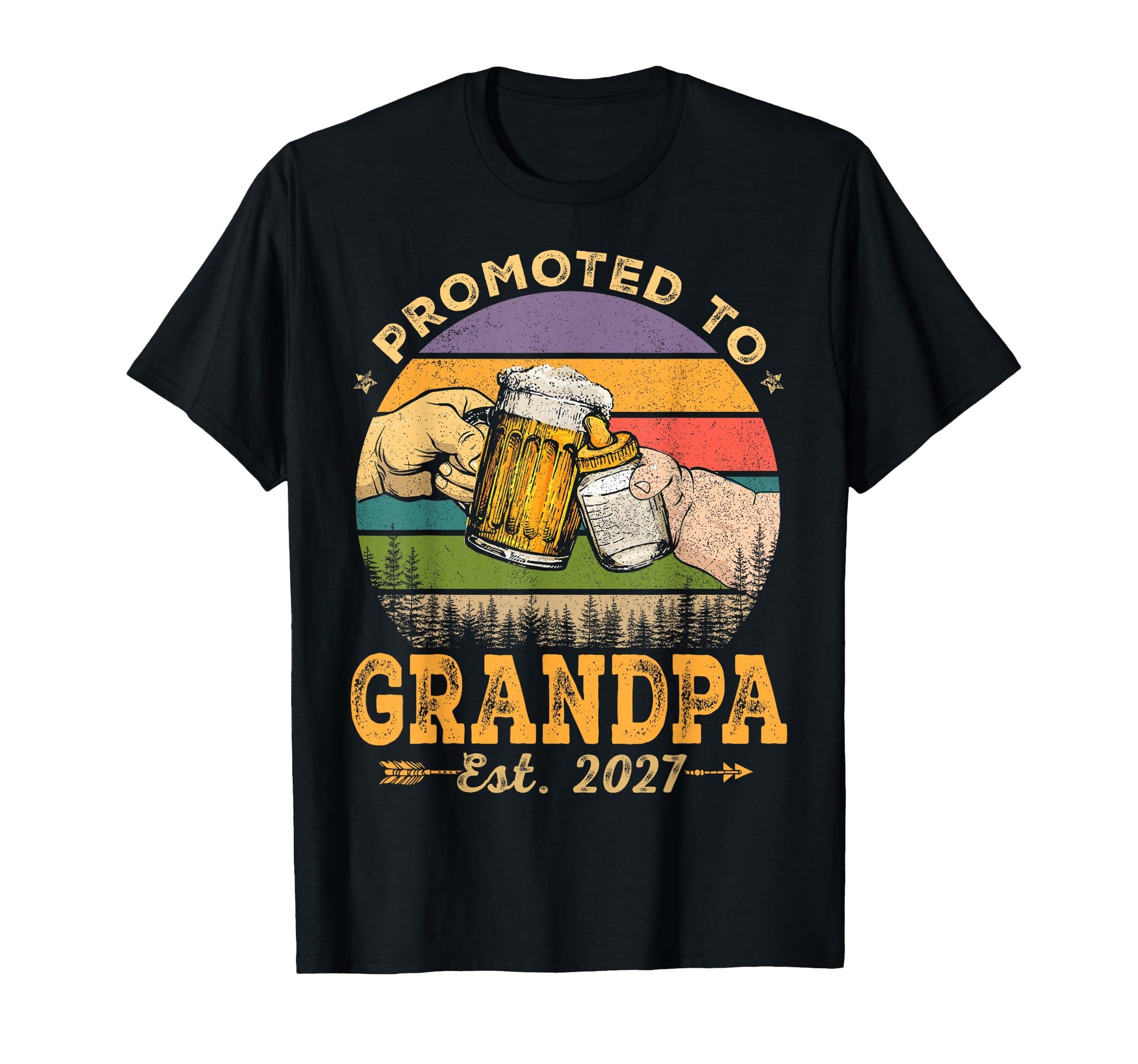 Promoted To Grandpa Est 2027 T-Shirt - Minimalist Print Men Women - T-Shirt, Sweatshirt, Hoodie