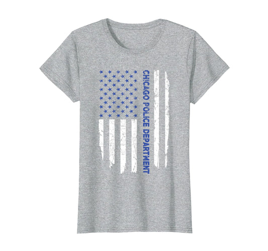 Chicago Police Officer American Flag T-Shirt - Minimalist Print Unisex - T-Shirt, Sweatshirt, Hoodie