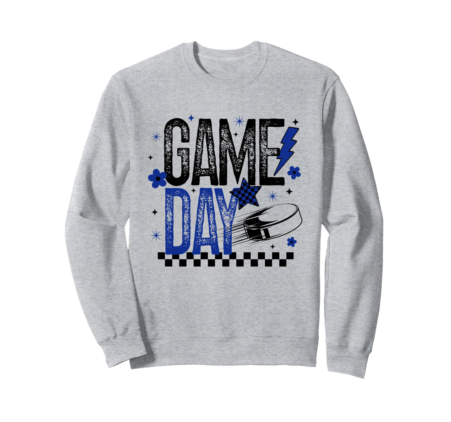 Ice Hockey Game Day Hockey Mom Blue Sweatshirt - Graphic Print for Adults - T-Shirt, Sweatshirt, Hoodie