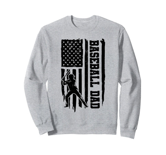 Baseball Dad American Usa Flag Sweatshirt - Custom Art Print Men Women - T-Shirt, Sweatshirt, Hoodie
