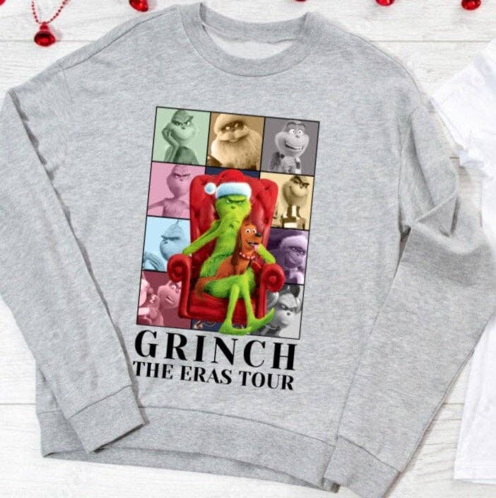Grinch Eras Tour Sweatshirt - Festive Holiday Fan Sweatshirt Unisex T-shirt, Sweatshirt, Hoodie, Long Sleeve Tee - T-Shirt, Sweatshirt, Hoodie