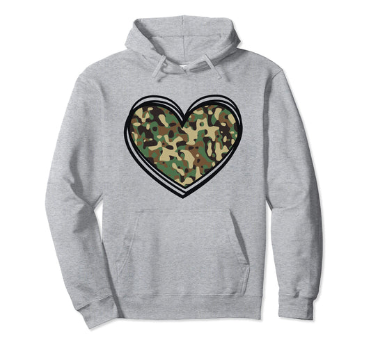 Camo Heart Camouflage Military Tactical Hoodie - Unique Graphic Men Women - T-Shirt, Sweatshirt, Hoodie