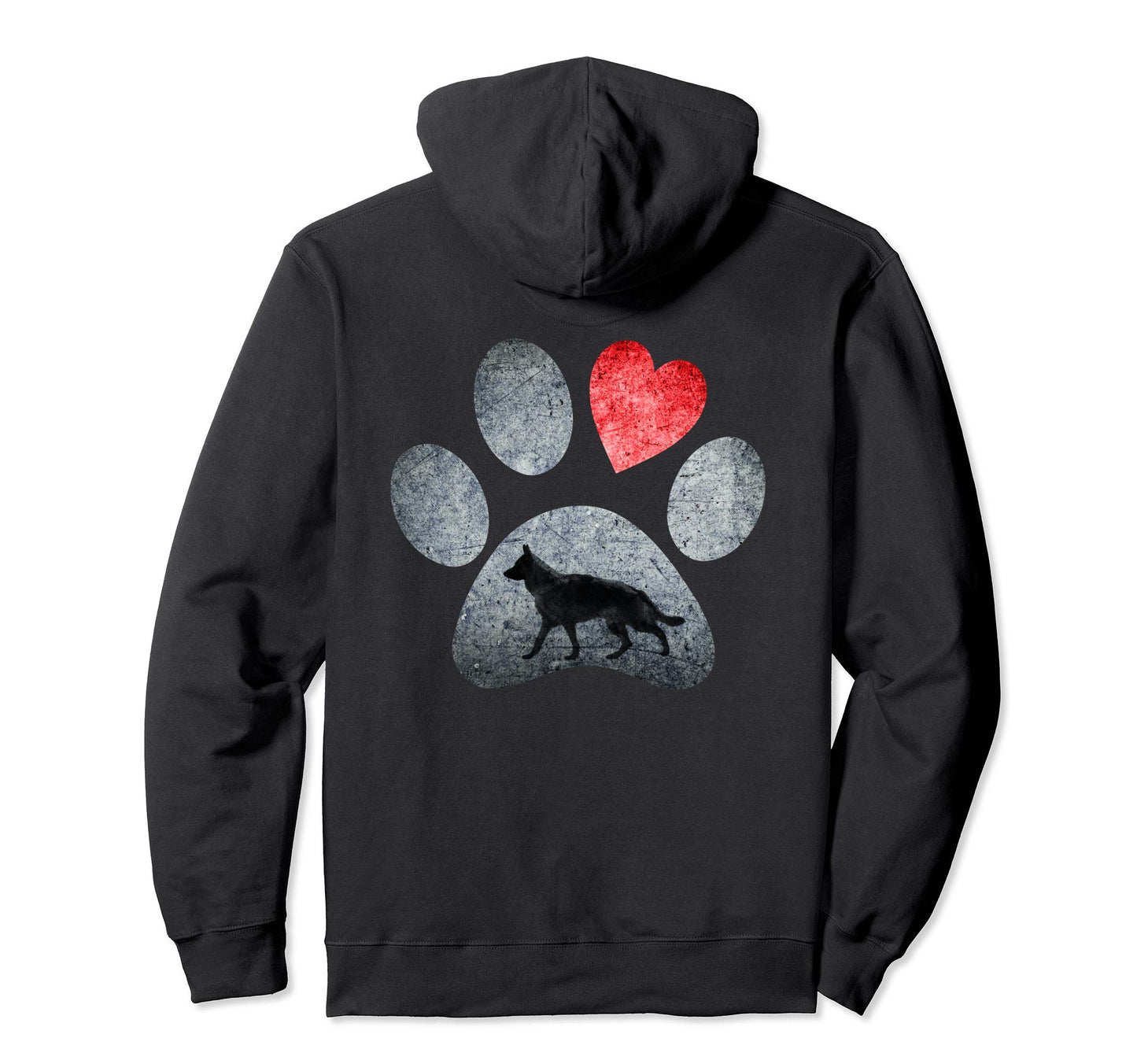 German Shepherd Paws Dog Lovers Red Hoodie - Unique Graphic for Adults - T-Shirt, Sweatshirt, Hoodie