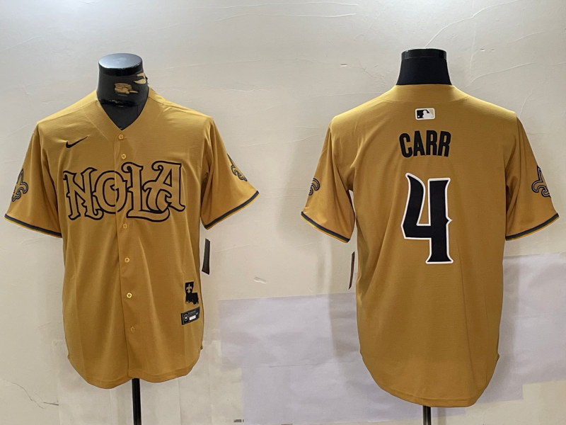 Men's New Orleans Saints Derek Carr Yellow Player Jersey football jersey product view 1