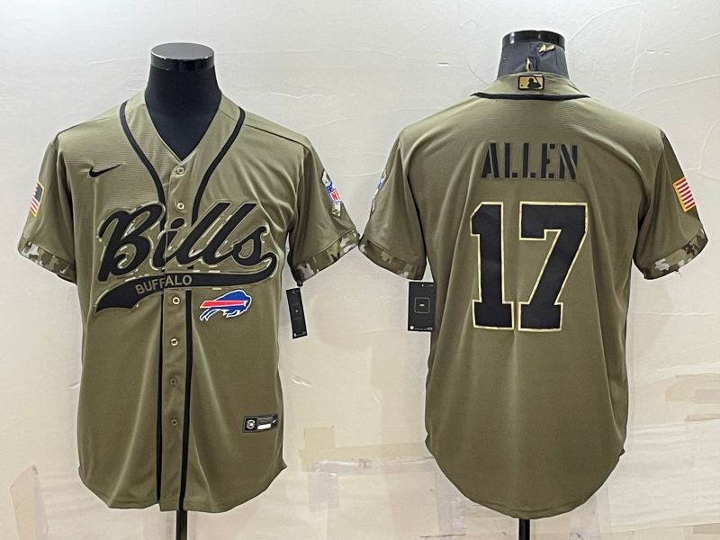Men's Buffalo Bills Josh Allen #17 Olive 2022 Salute To Service Limited Jersey1 Joint Edition football jersey product view 1