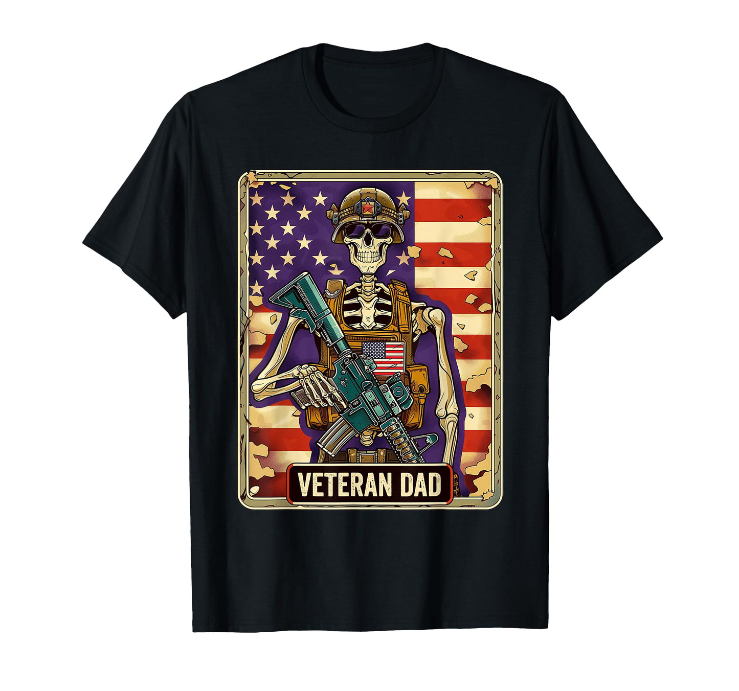 Veteran Dad Tarot Card Skeleton T-Shirt - Minimalist Print Men Women - T-Shirt, Sweatshirt, Hoodie