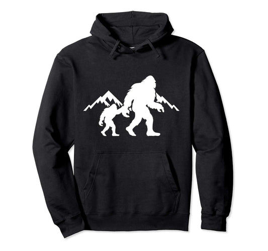 Bigfoot And His Son Wild Outdoor Yeti Gift Hoodie - Graphic Print Unisex - T-Shirt, Sweatshirt, Hoodie