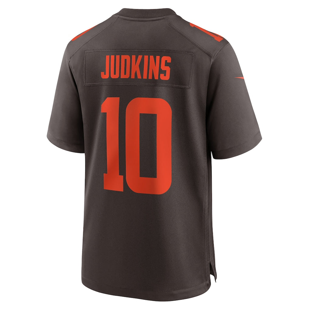 C.Browns #10 Quinshon Judkins Brown Alpha Dawg Game Jersey football jersey product view 1