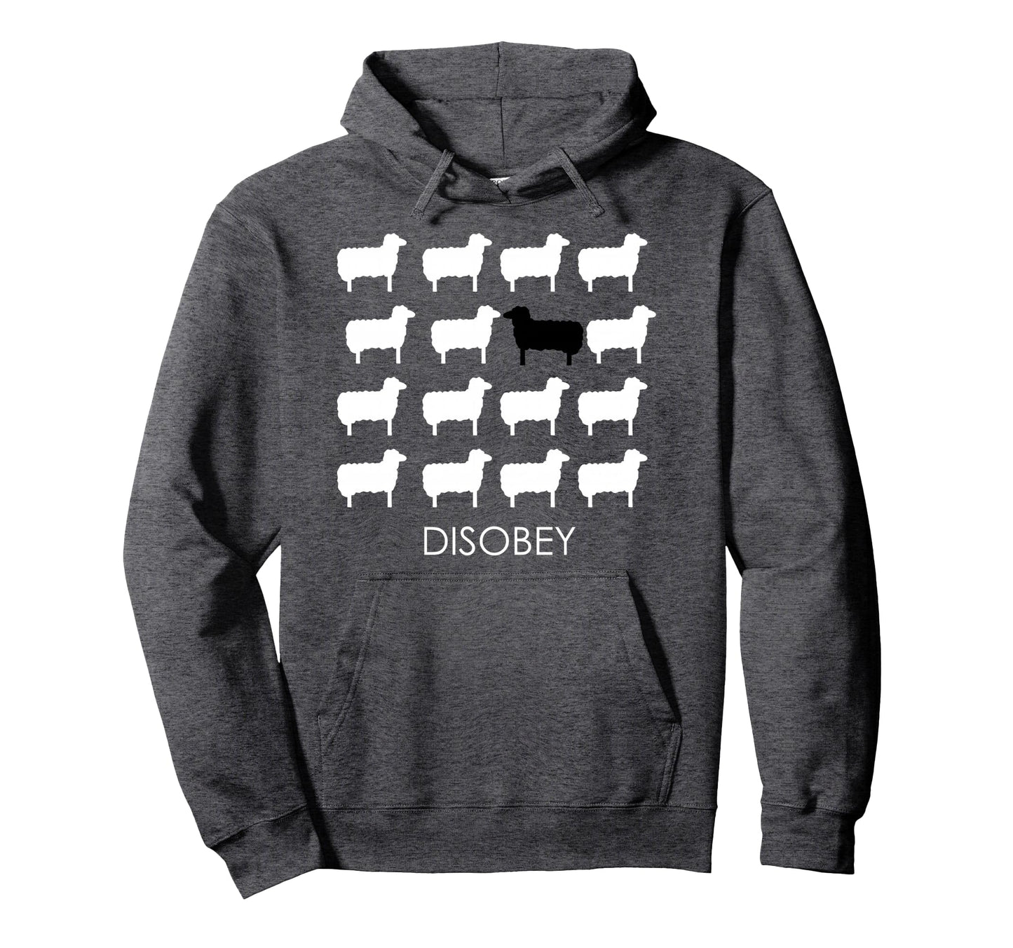 White And Black Sheep Disobey Empowering Hoodie - Graphic Print Unisex - T-Shirt, Sweatshirt, Hoodie