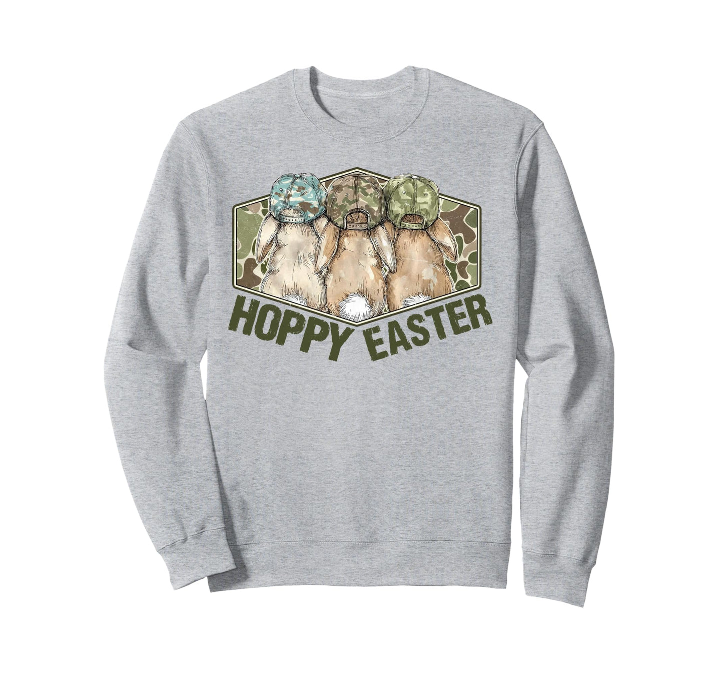 Hoppy Easter Camo Bunnies Funny Sweatshirt - Novelty Apparel Men Women - T-Shirt, Sweatshirt, Hoodie