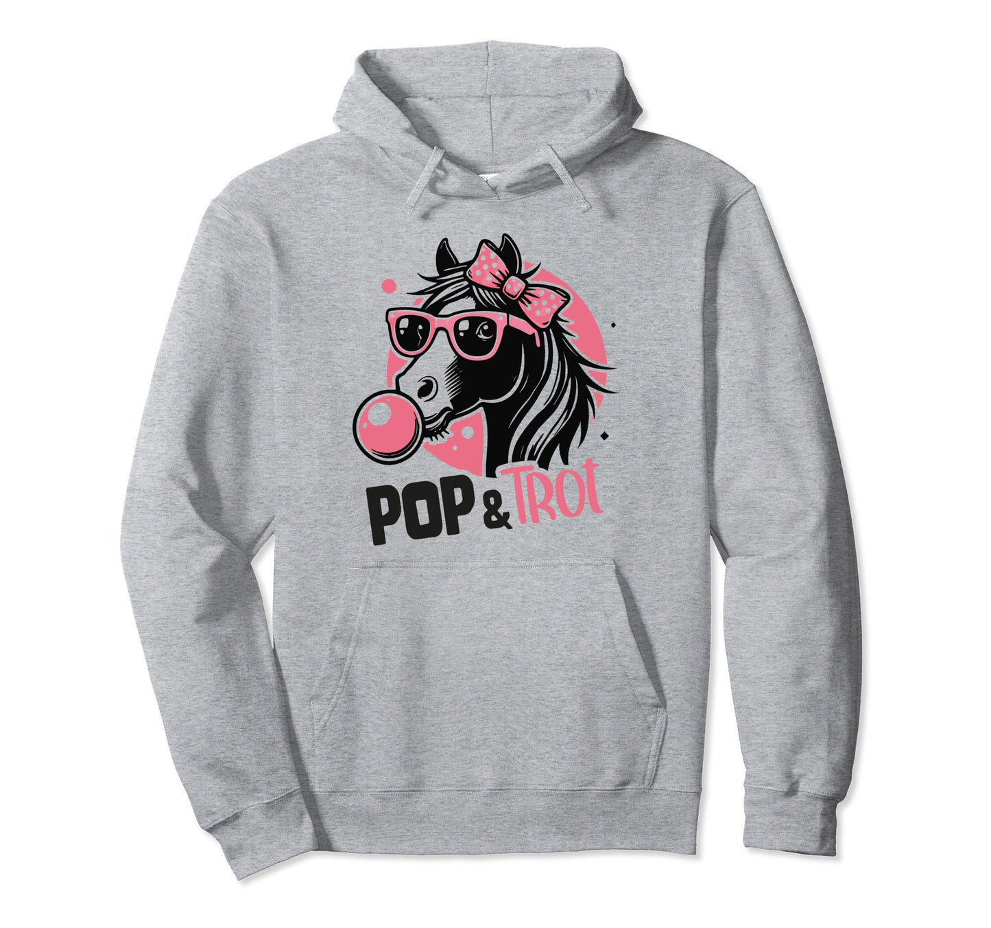 Horse Bow And Glasses Bubble Gum Fun Hoodie - Casual Everyday Wear Unisex - T-Shirt, Sweatshirt, Hoodie