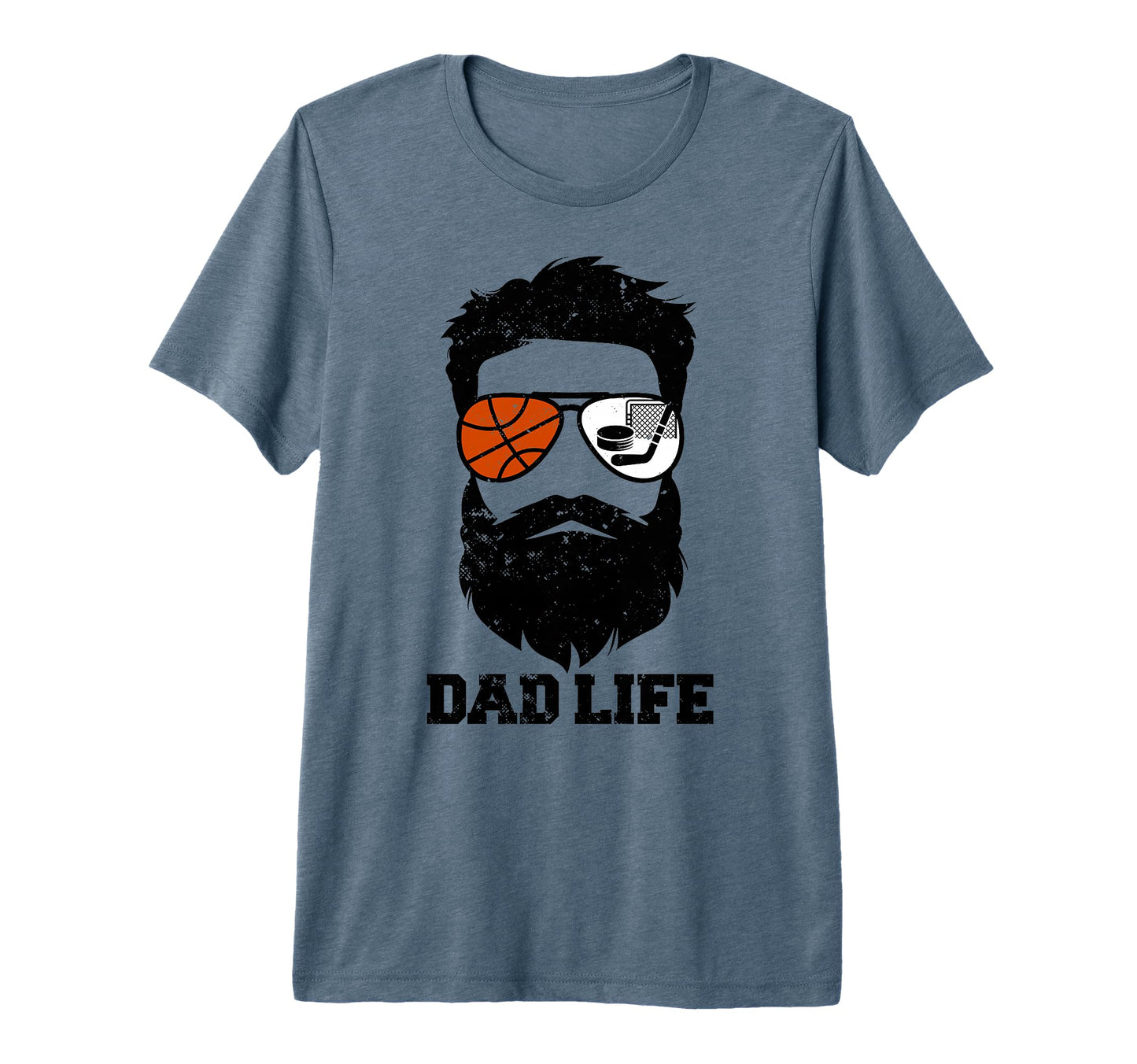 Mens Basketball Hockey Dad Messy Hair T-Shirt - Graphic Print for Adults - T-Shirt, Sweatshirt, Hoodie