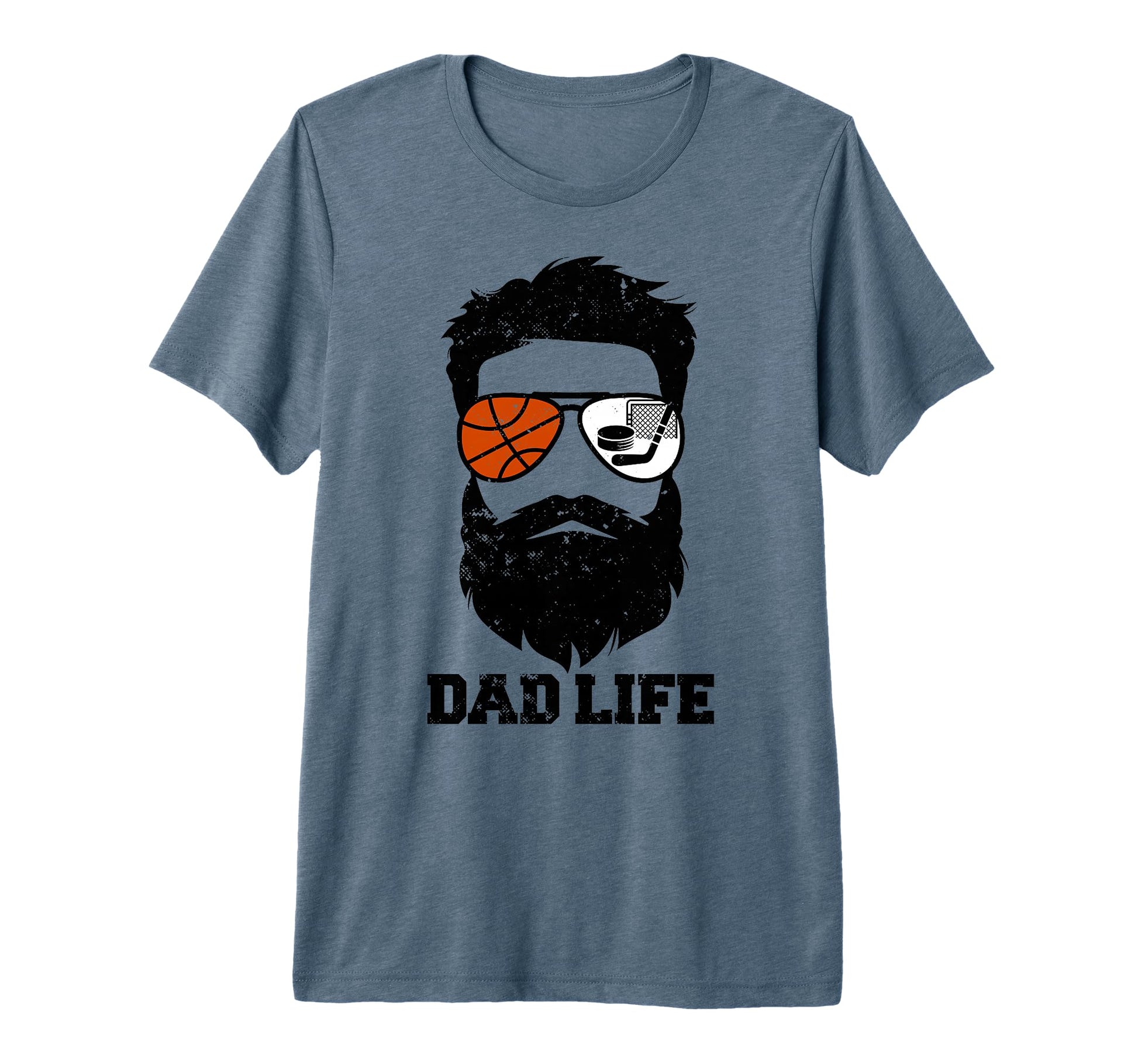 Mens Basketball Hockey Dad Messy Hair T-Shirt - Graphic Print for Adults - T-Shirt, Sweatshirt, Hoodie
