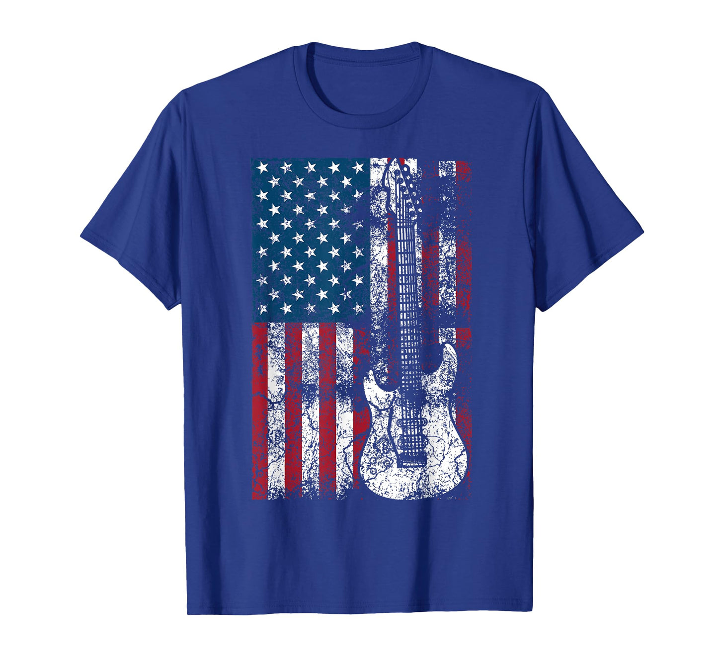 Guitar Usa Flag Patriotic Guitar T-Shirt - Fun Novelty Design for Adults - T-Shirt, Sweatshirt, Hoodie