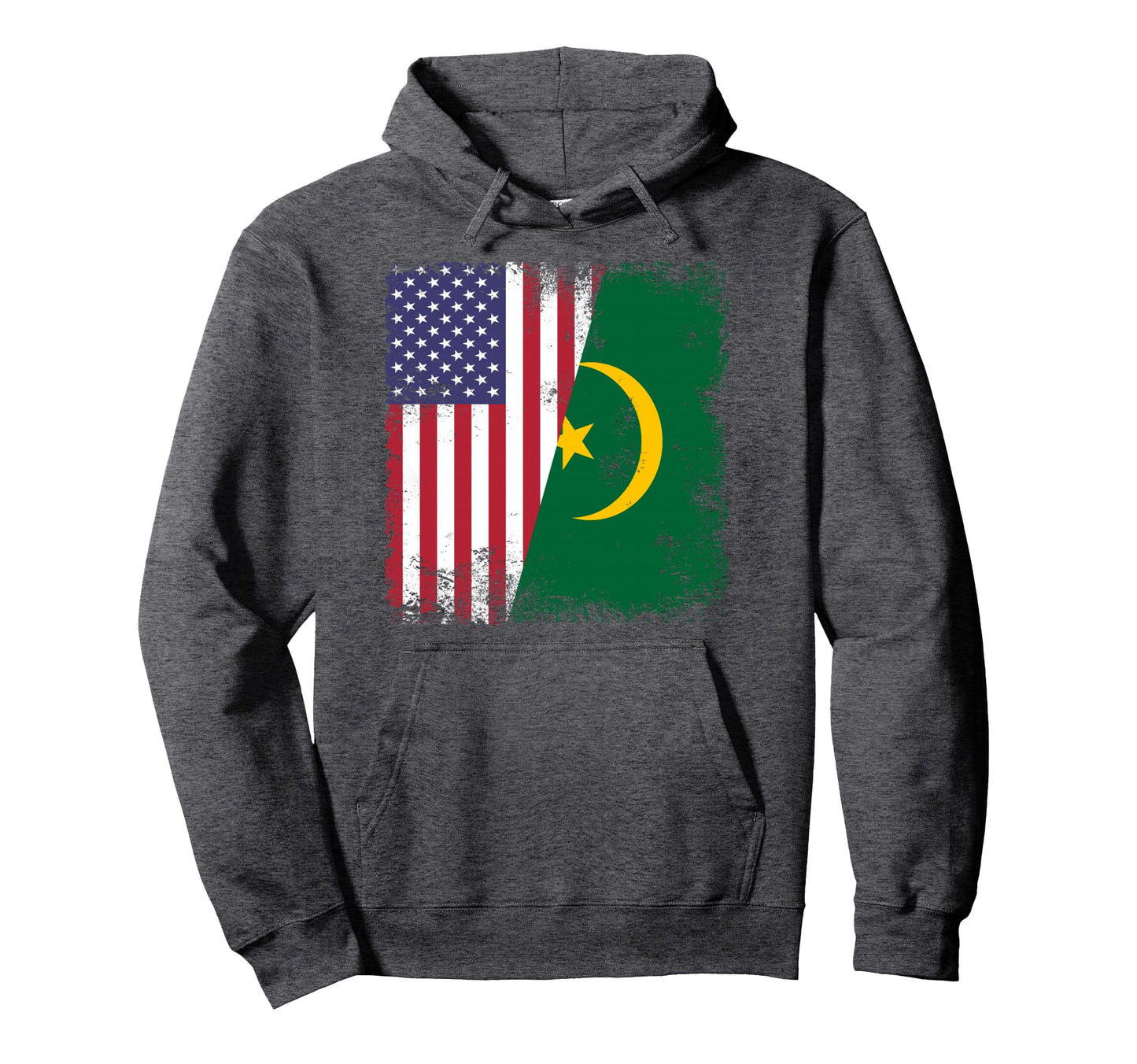 Half Mauritanian Flag Mauritania Usa Gift Hoodie - Trendy Graphic Unisex - T-Shirt, Sweatshirt, Hoodie