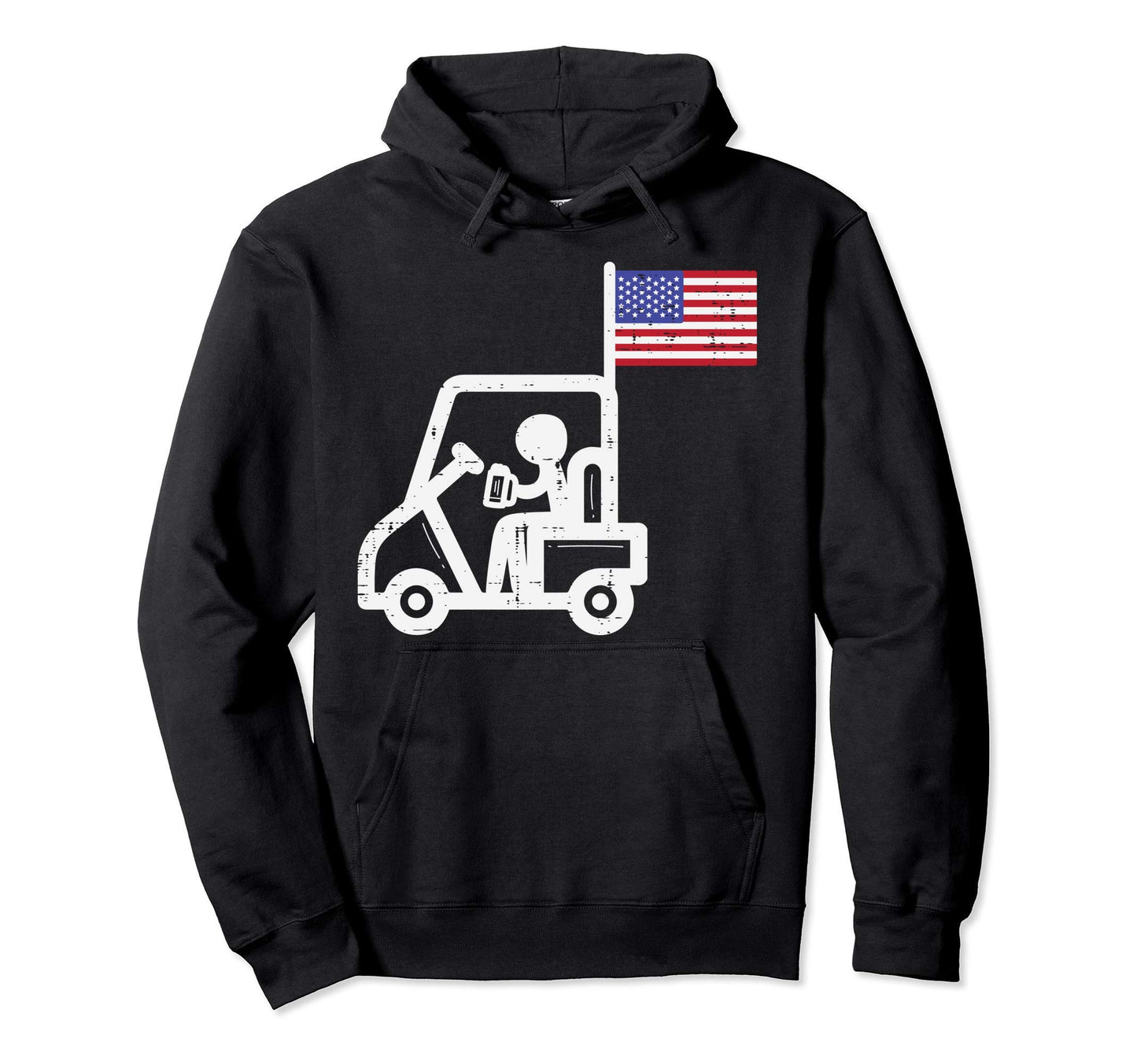 Golf Cart Flag Beer Funny Golfing Hoodie - Aesthetic Graphic Men Women - T-Shirt, Sweatshirt, Hoodie