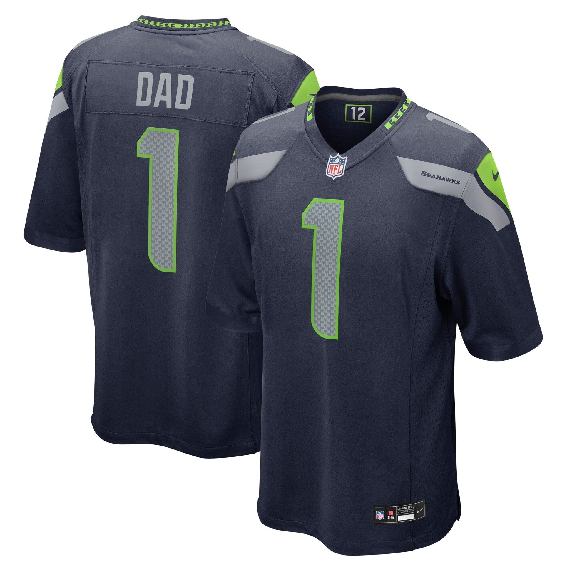 Number 1 Dad Seattle Seahawks Game Jersey - College Navy football jersey product view 1