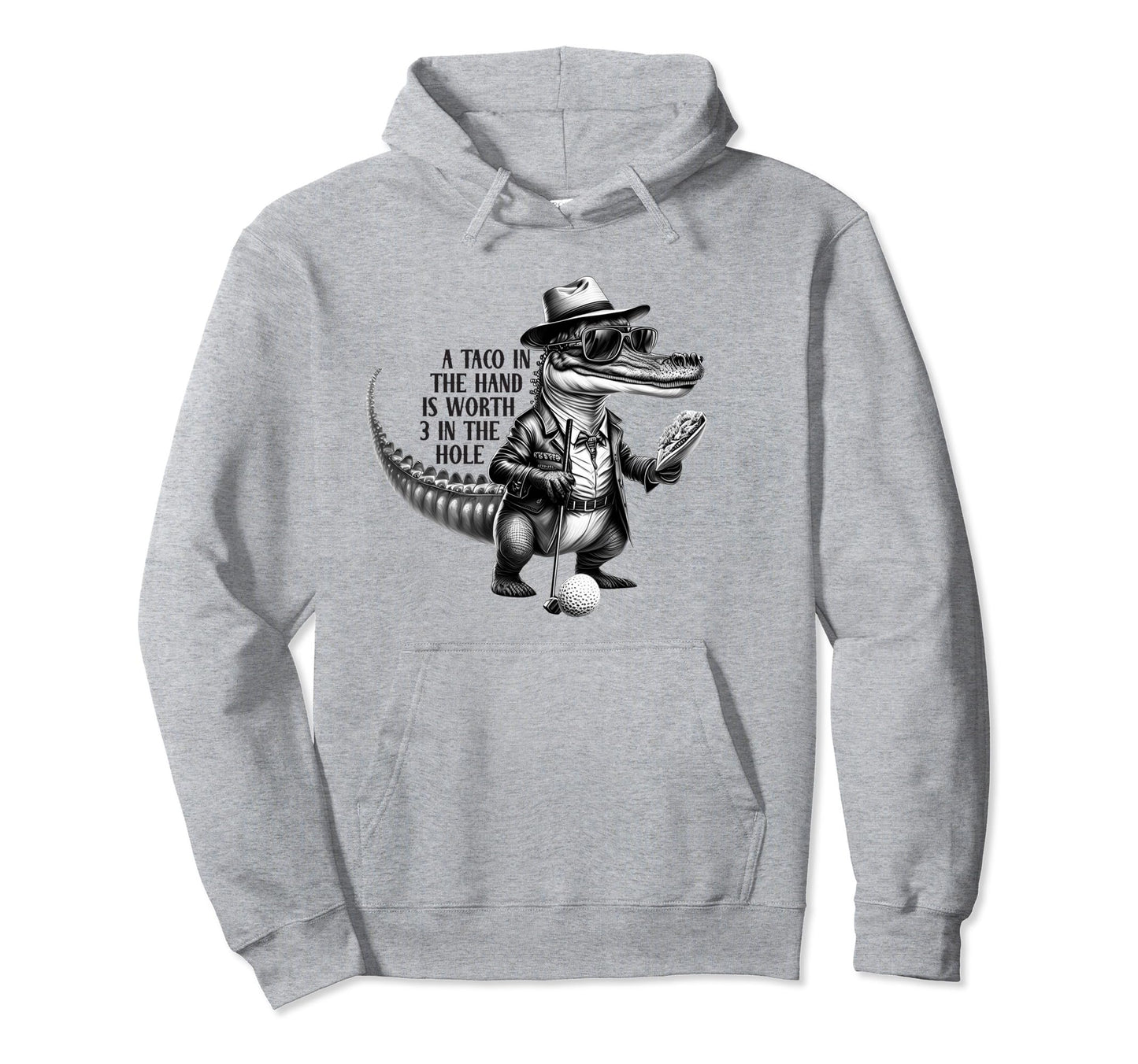 Funny Fathers Day Golfing Alligator Hoodie - Custom Art Print Men Women - T-Shirt, Sweatshirt, Hoodie