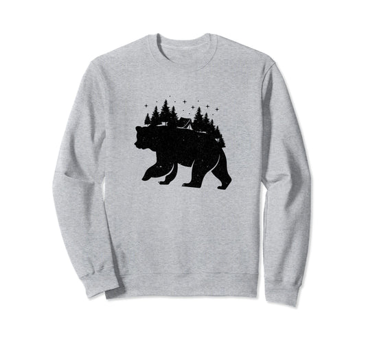 Camping Bear Grizzly Wildlife Sweatshirt - Aesthetic Graphic for Adults - T-Shirt, Sweatshirt, Hoodie