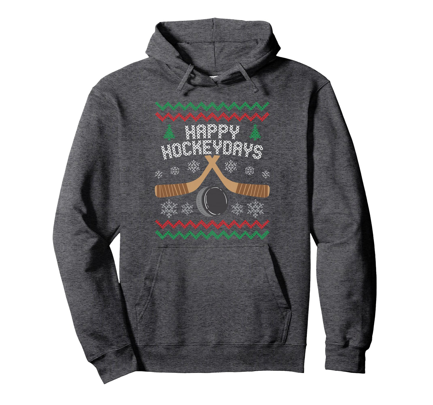 Happy Hockeydays Ice Hockey Fan Ugly Hoodie - Graphic Print Men Women - T-Shirt, Sweatshirt, Hoodie