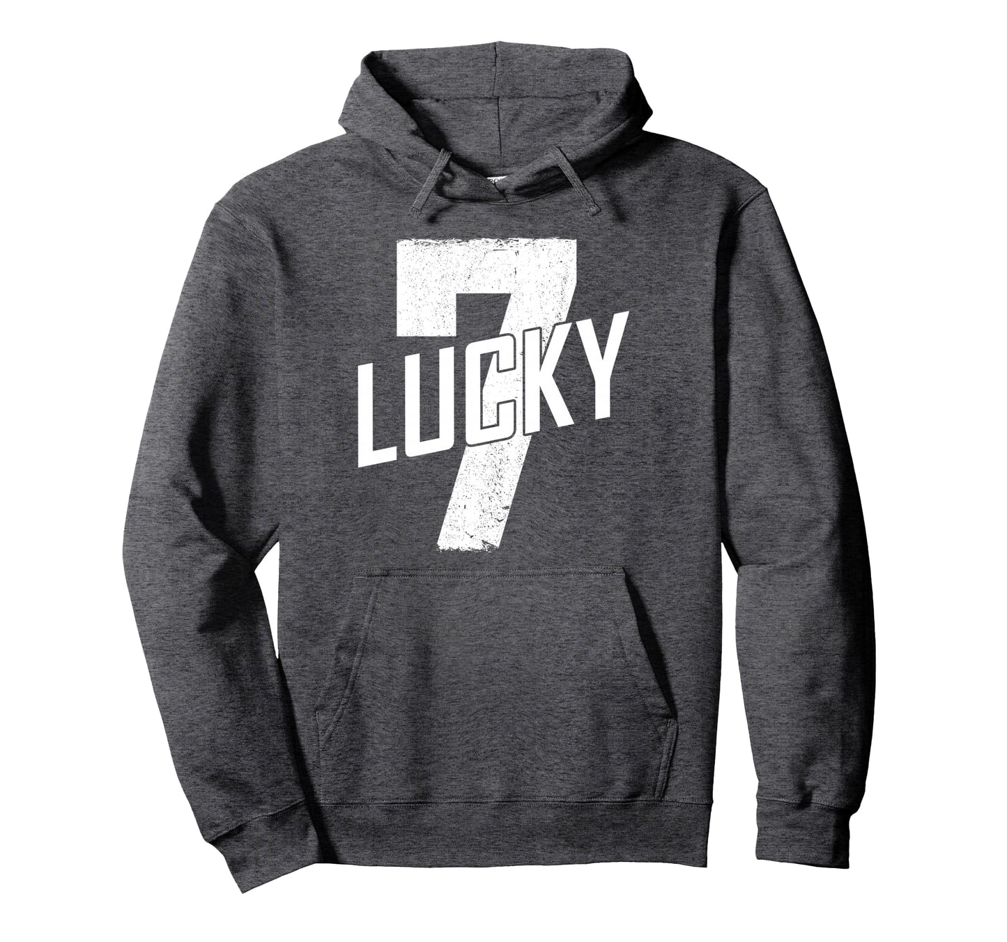 Lucky Seven Distressed White Lucky Number Hoodie - Streetwear Style Unisex - T-Shirt, Sweatshirt, Hoodie