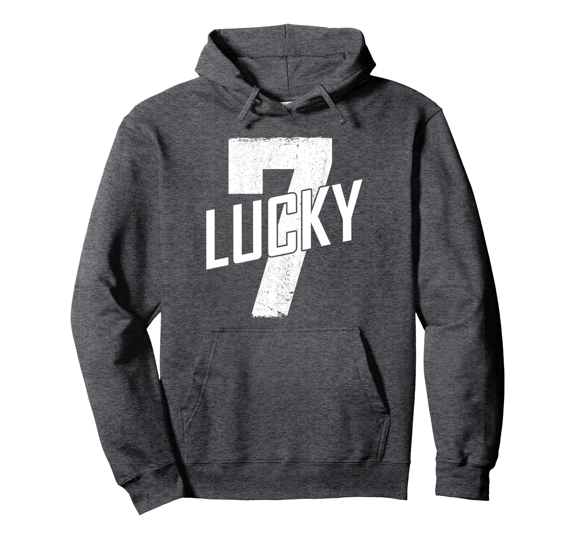 Lucky Seven Distressed White Lucky Number Hoodie - Streetwear Style Unisex - T-Shirt, Sweatshirt, Hoodie