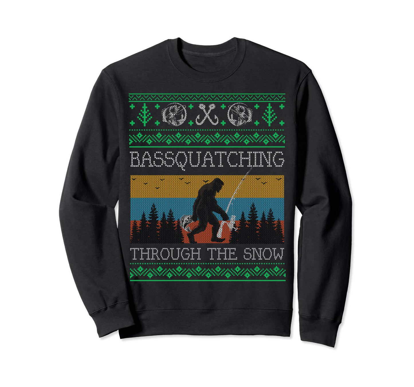Sasquatch Bass Fishing Bigfoot Ugly Sweatshirt - Minimalist Print Men Women - T-Shirt, Sweatshirt, Hoodie