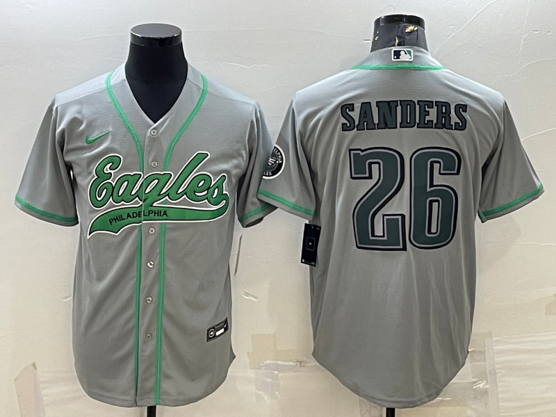 Men's Philadelphia Eagles Miles Sanders Gray Game Jersey Joint Edition football jersey product view 1
