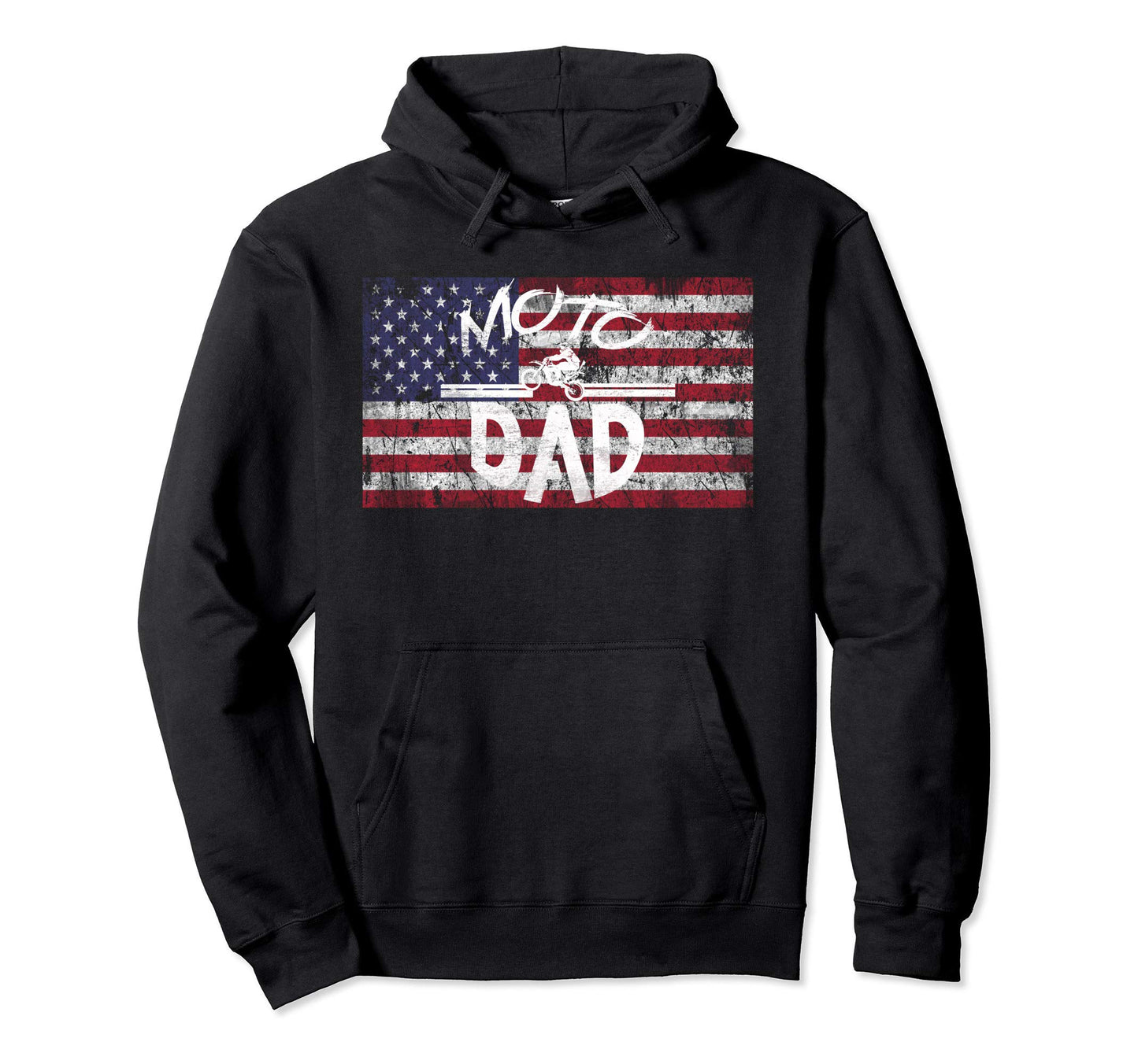 Dirt Bike Racing American Flag Moto Dad Hoodie - Streetwear Style Men Women - T-Shirt, Sweatshirt, Hoodie